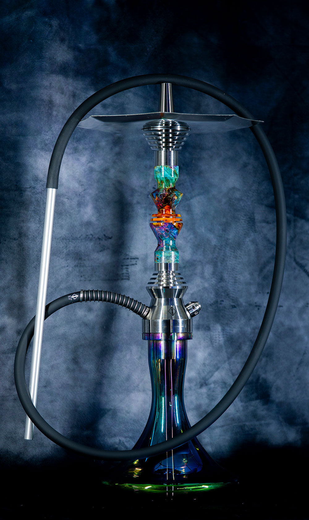 Full setup of B2 Hookah Carbon304 Lavender Fields – side profile view