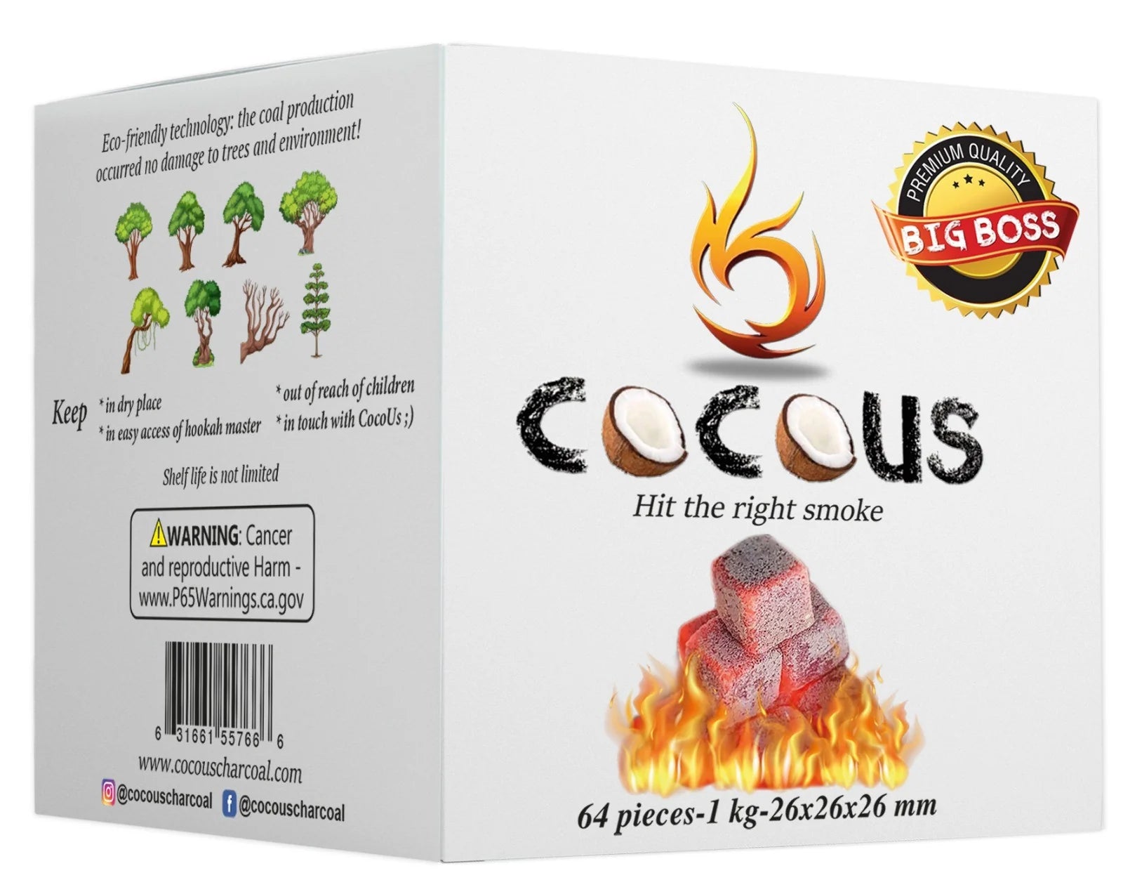 Premium CocoUS Hookah Coals Packaging - Big Cubes