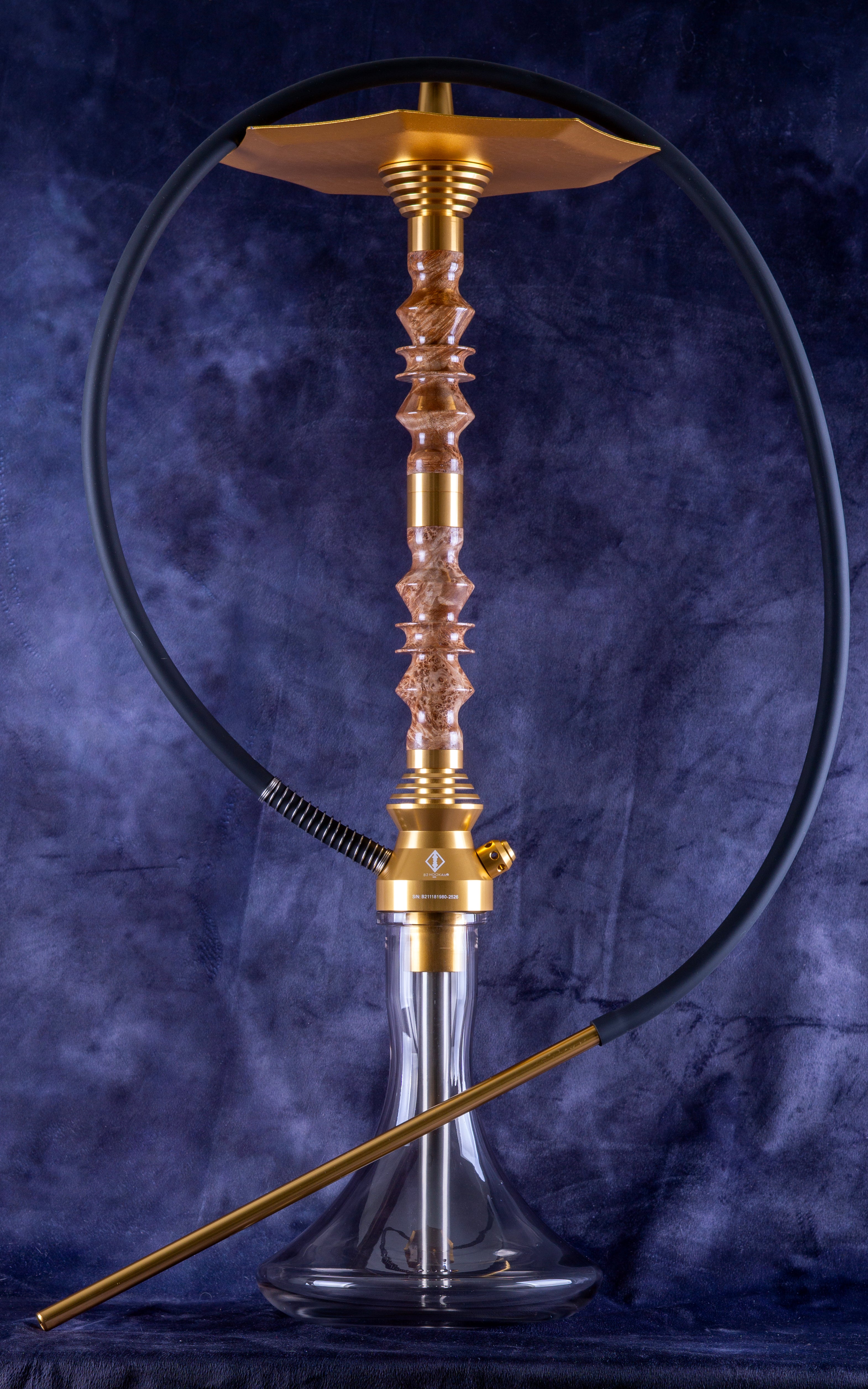 B2 Hookah V5 Delta The Desert Hookah - USA Made Precious Cut Wood and Resin Stem