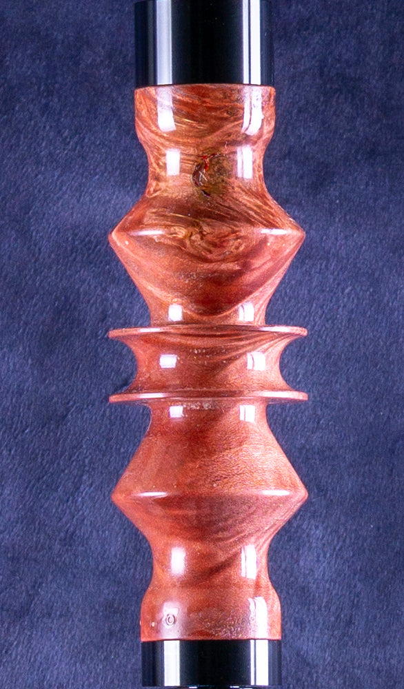 B2 Delta Ruby Hookah V5 Stem Detail - Unique Burl Wood and Resin Precious Cut Finish