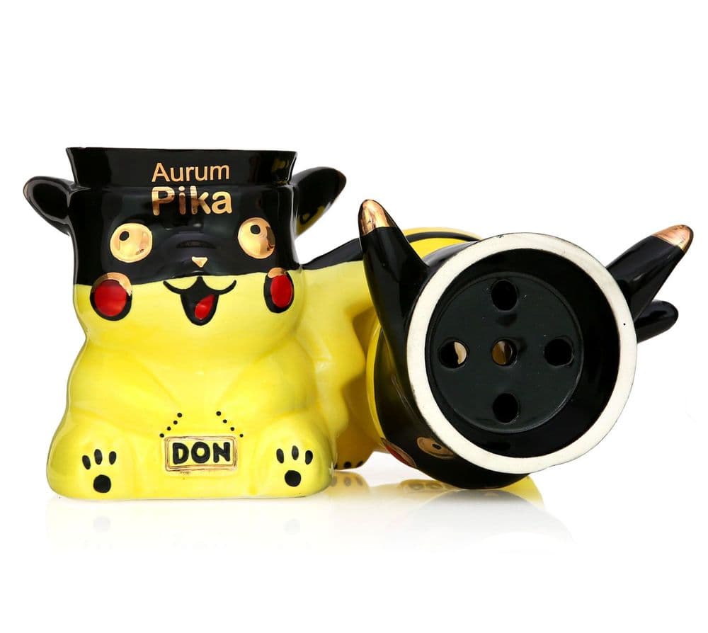 Don Aurum Pika Pikachu Hookah Bowl gold accents full setup