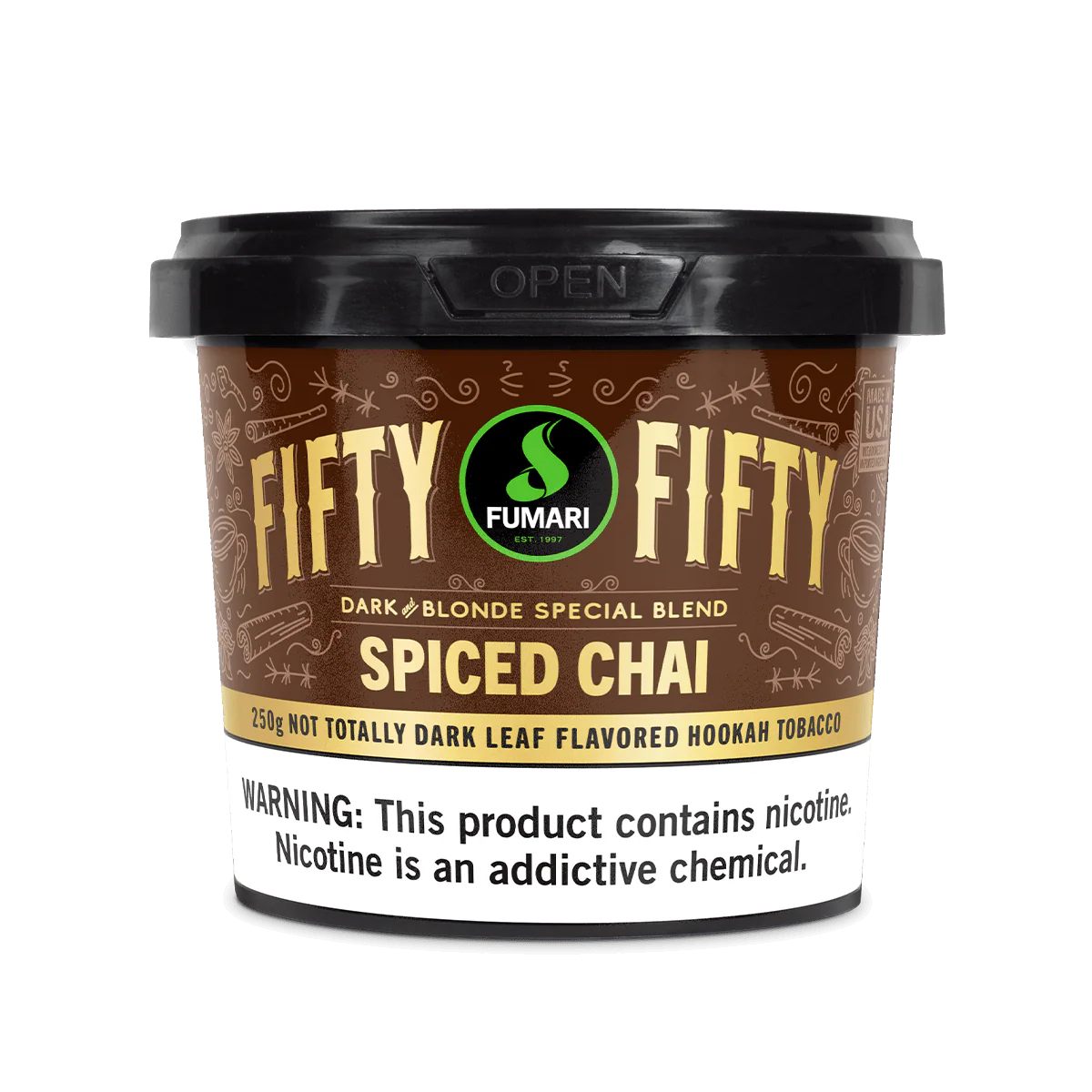 Fumari Fifty-Fifty 250g - Premium Hybrid Blonde - Dark Leaf Tobacco Shisha
