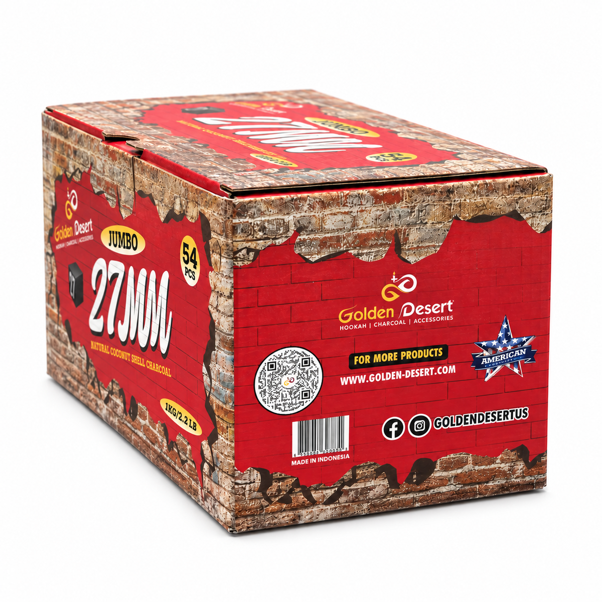 Golden Desert Charcoal 27mm Jumbo Cubes Coconut Charcoal-2