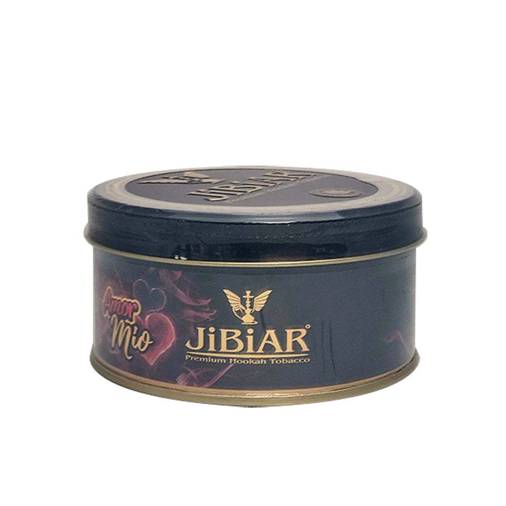 Jibiar tobacco tin with branding on a white background
