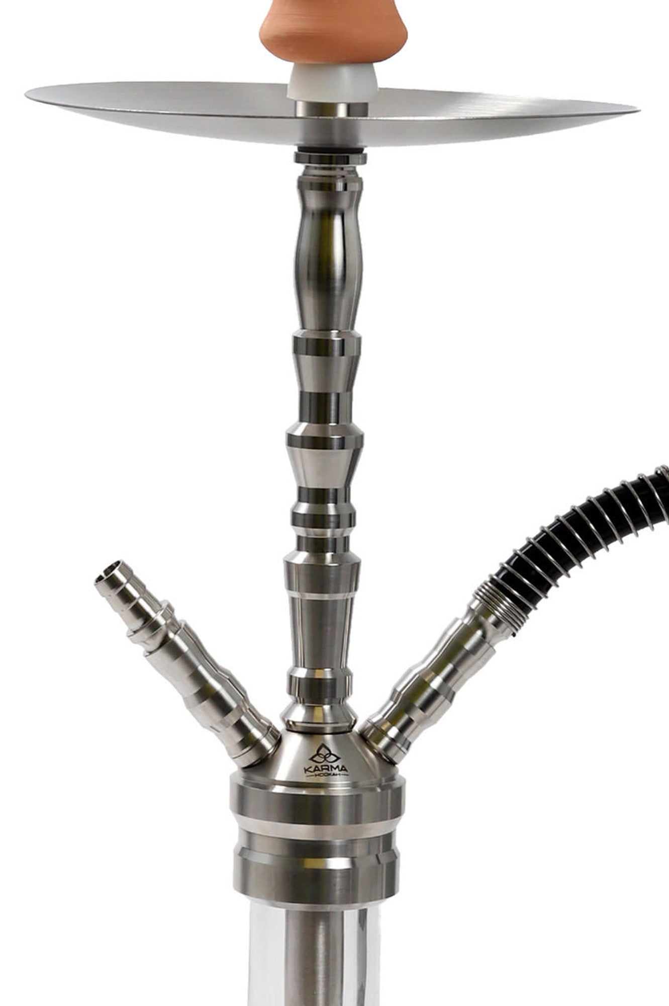Zoomed-In Body: "Close-Up Karma Rigel Hookah Stainless Steel Body Detail"