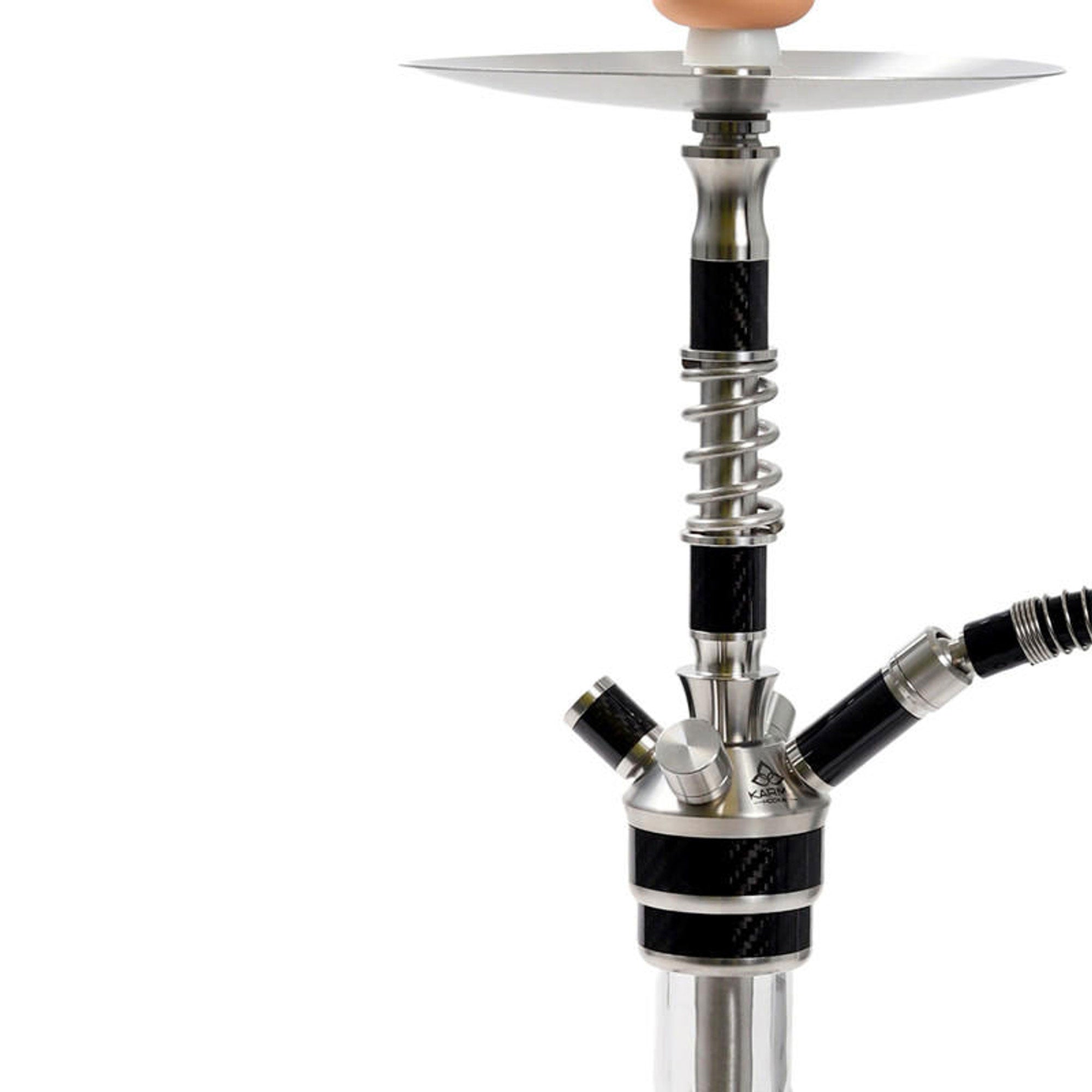 Zoomed-in view of the body of Karma Sirius Hookah in black – carbon detail
