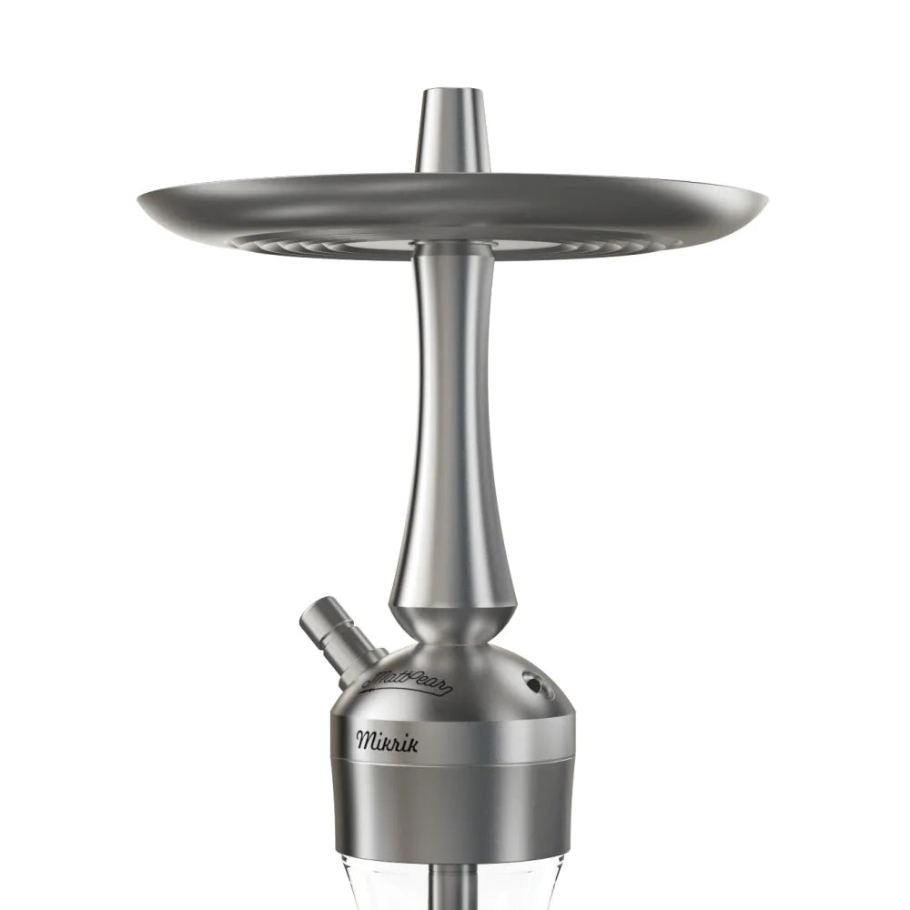 Matt Pear Mikrik Hookah standing compact on a living room table alongside a phunnel bowl