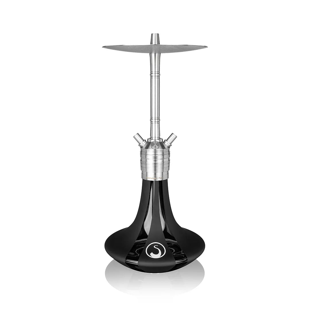 Steamulation Pure Hookah with stainless steel body and four hose connections for smooth multi-user smoking.