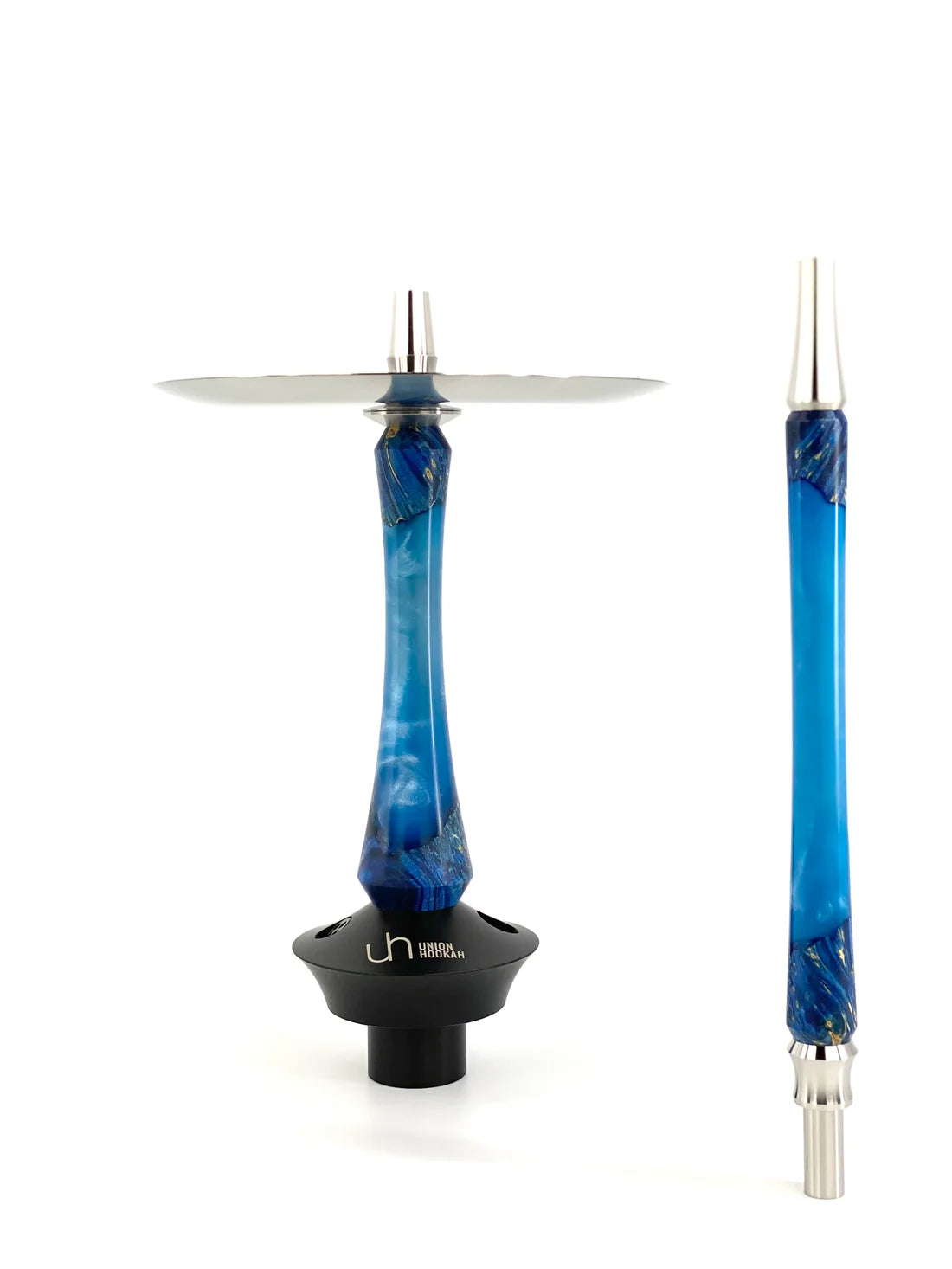 Union Sleek Hybrid Hookah – a fusion of acrylic and STAB wood with a stainless steel downstem.