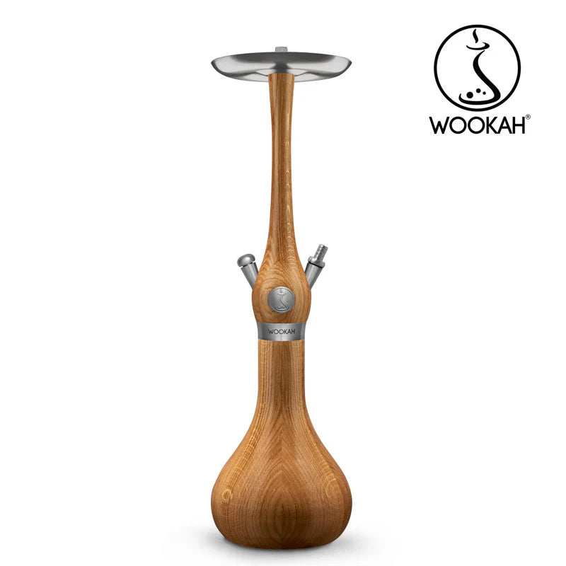 Wookah Oak Classic Hookah – A handcrafted oak wood hookah featuring a wooden base and stainless steel components.