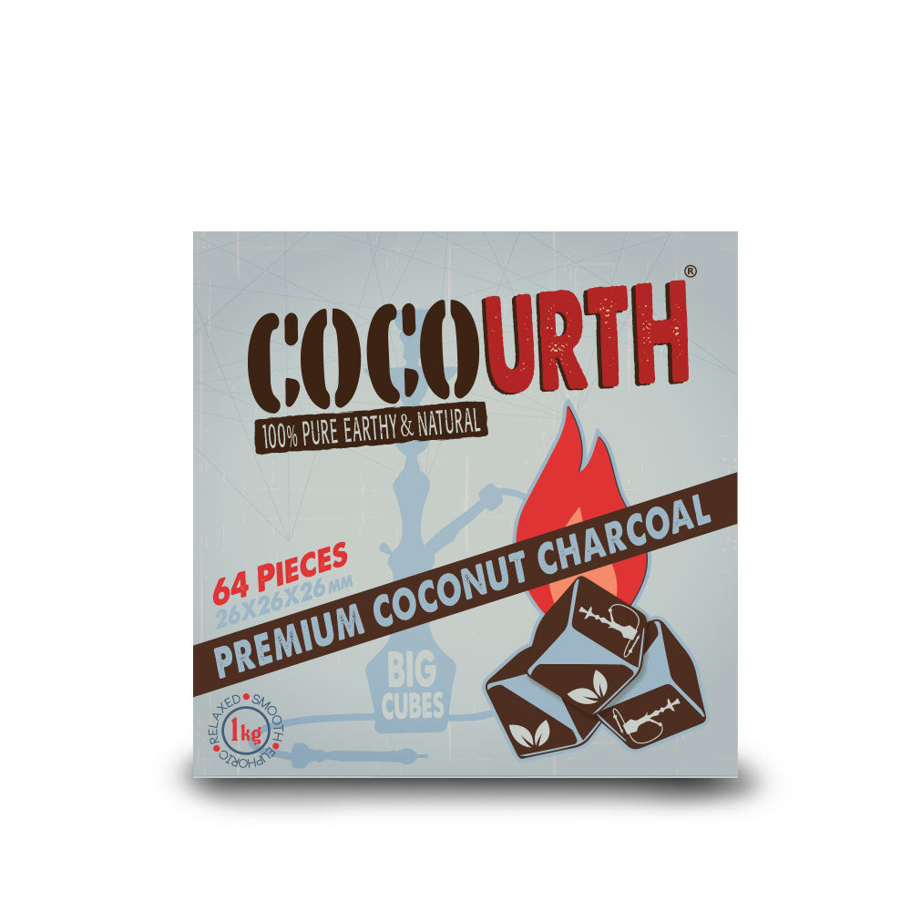 CocoUrth Charcoal Big Cubes 64/PCS – 1KG - Premium Coconut Charcoal
