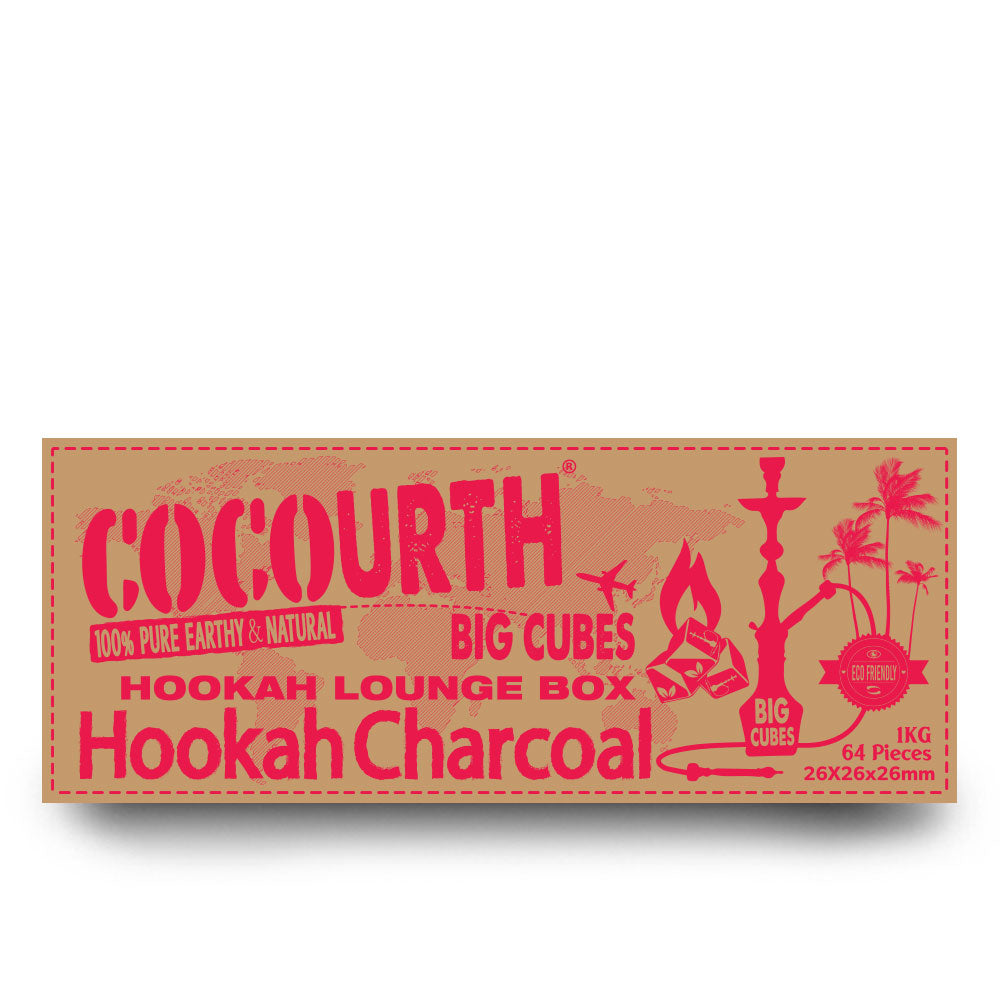 CocoUrth Charcoal Lounge Big Cubes 640/PCS – 10KG - Premium Coconut Charcoal