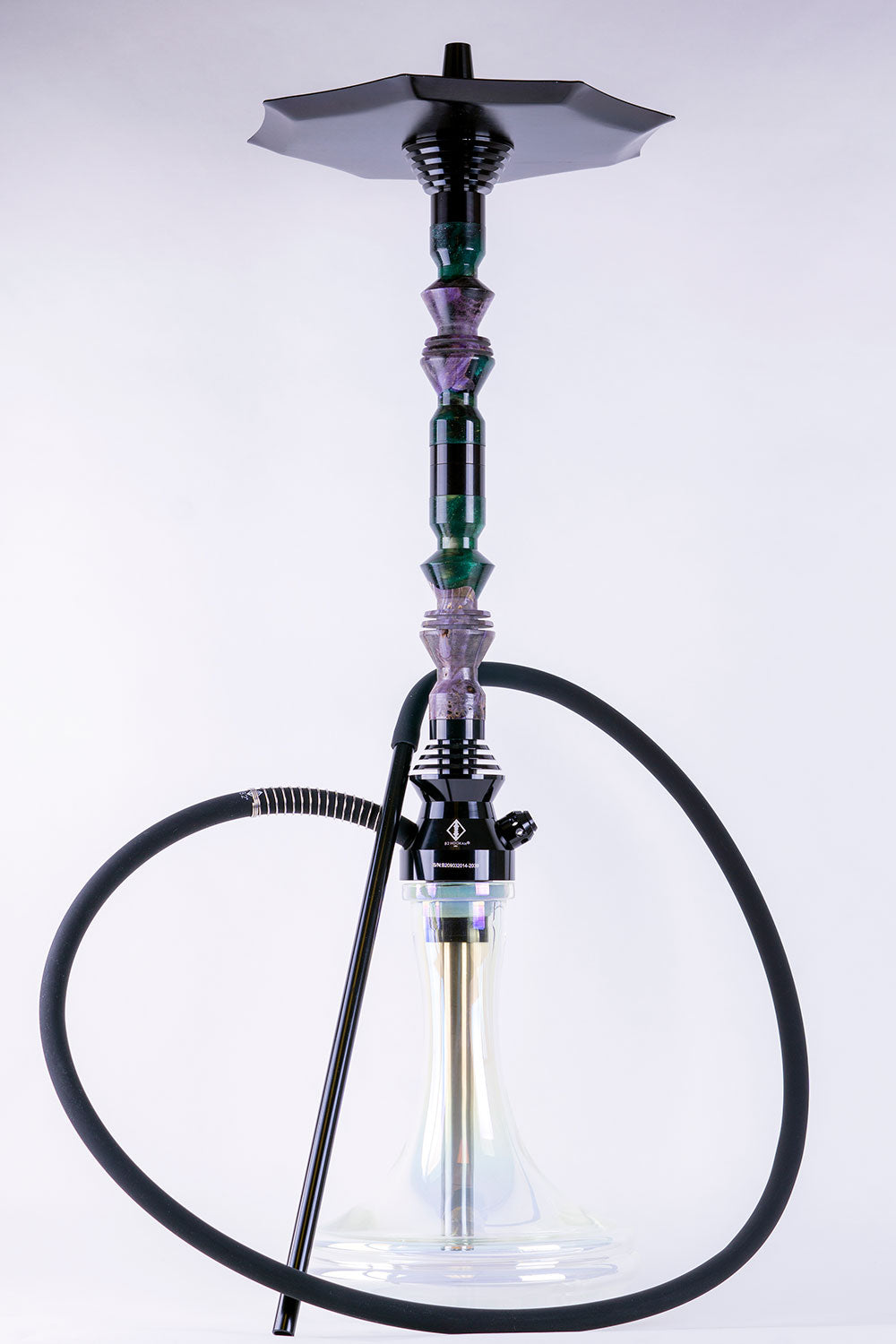 B2 Hookah Precious Cut Collection Double Green Galaxies & Purple Stabilized Wood