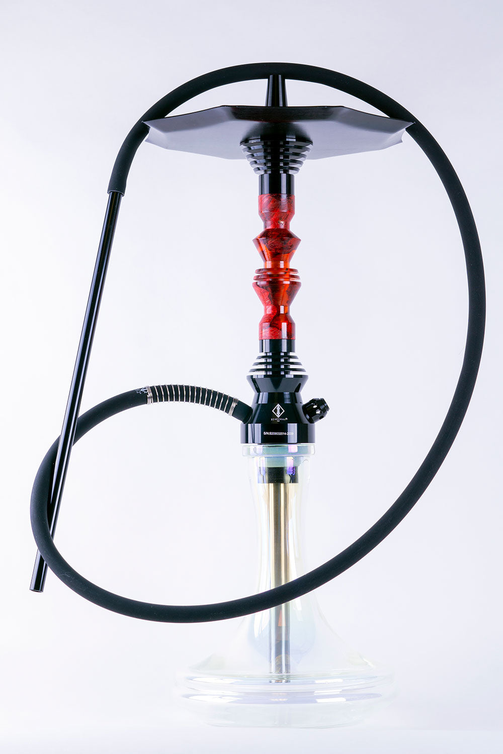 B2 Hookah Precious Cut Collection Flaming Red & Red Burl Wood